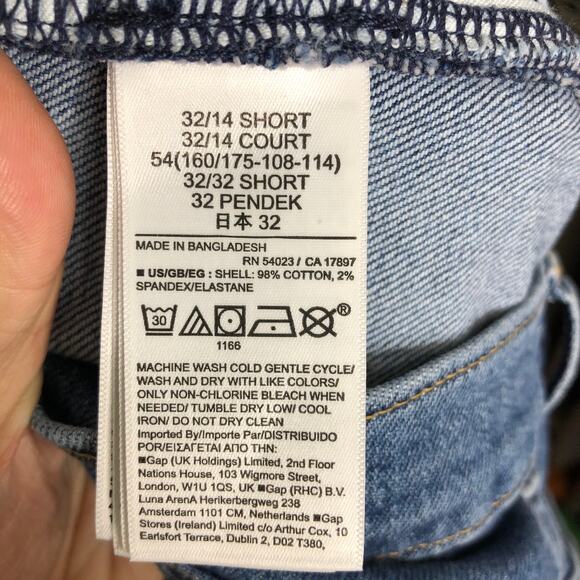 GAP Jeans Straight Cheeky High Rise Button Fly Medium Blue 14 SHORT NEW - Picture 6 of 8